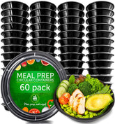 PrepNaturals contenedores reutilizables con tapas negros para comidas y organización semanal.