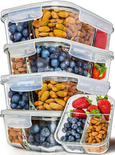 PrepNaturals contenedores vidrio 34oz multicontenedores para comidas, ideal para planificar almuerzos.