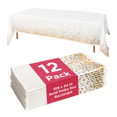 Mantel blanco y dorado de Prestee 54x108, ideal para bodas y proteger la mesa.