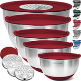 Juego de boles de acero Priority Chef con tapas para conservar frescura en la cocina