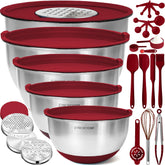 Priority Chef: cuencos mezcladores de acero con tapas para conservar frescura.