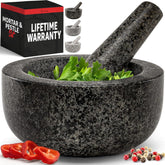 Priority Chef mortero-pilon-granito-dos-tazas-negro, ideal para guacamole fresco en casa.