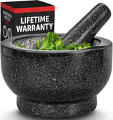 PriorityChef mortero granítico grande con capacidad de 4 tazas para salsas.