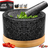 PriorityChef mortero y pilón de granito natural para moler con textura auténtica