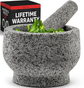 PriorityChef mortero-pilon-granito-natural para moler hierbas y especias en casa.