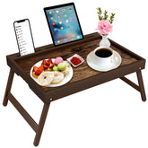 Promitop bandeja desayuno bambú con patas plegables para comer cómodo en cama.