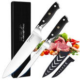ProudMoore juego de cuchillos chef 8 pulgadas, afilado para cortar carnes y verduras