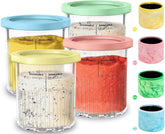 Psasrm Ninja Creami Deluxe 24oz pintas para almacenamiento cómodo de helado.