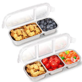 PTYTIFY bandeja snack acero inoxidable con 3+2 compartimentos, ideal para almuerzo y meriendas.