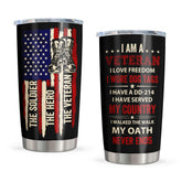 Pudmaple Taza Térmica 20oz con diseño frontal de veteranos, ideal regalo significativo