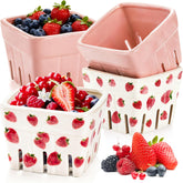 Cestas cerámicas Pumtus para bayas en rosa y blanco, almacenamiento elegante.