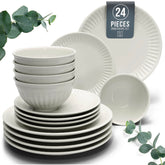 Pure Living Interior Design: juego cena cerámica beige con textura acanalada para 8 comensales