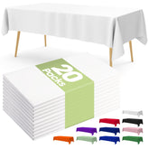 Mantel plástico descartable Pureegg blanco, 54x108 pulgadas, protección rápida para eventos.
