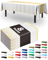 Mantel plástico Pureegg rectangular 54x108, protege la mesa y aporta elegancia blanco dorado.