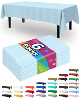 Mantel plástico rectangular Pureegg azul cielo protege la mesa contra derrames.