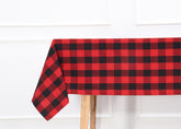 Mantel PurpleEssences con cuadros rojos y negros, ideal para exterior