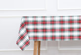 PurpleEssences mantel tartán rojo y blanco, 60x84, resistente a manchas para exterior.