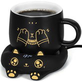 PUSEE calentador-taza gato con taza cerámica para escritorio.