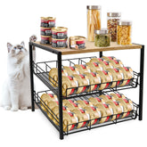 PWSOMJ Organizador de latas para gatos, vista superior con superficie extra para objetos