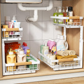 PXRACK Organizador bajo lavabo de dos niveles para mayor orden.