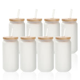 PYD Life vaso cristal esmerilado 18 onzas con tapa de bambú, ideal para bebidas frías.