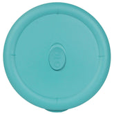 Tapa ventilada Pyrex turquesa para recipientes de 3 cuartos, facilita almacenamiento sin retener olores.