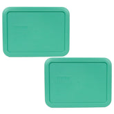 Tapas plásticas Pyrex verde claro para tazas de 3, ideales para refrigerar y calentar.