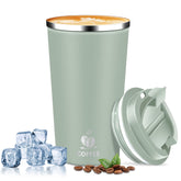Taza térmica QEMAUUA 17oz verde agave, ideal para llevar café caliente.