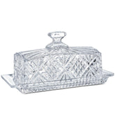Mantequera de cristal QFkris con tapa de 8 pulgadas para servir mantequilla fresca.