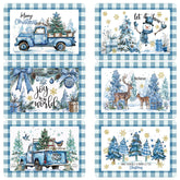 Manteles navideños Qinyoung con diseño acuarela azul: árbol y nieve para mesa festiva.