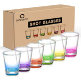 Qipecedm seis chupitos coloridos con base pesada para mayor estabilidad.