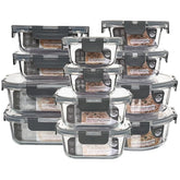 Conjunto QOWOEO de 12 contenedores de vidrio apilables para organización en la cocina