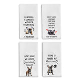 Toallas de cocina Qpenm Bulldog Francés, juego de 4 para secado rápido y absorbentes.