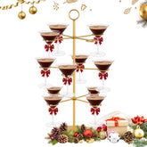 Torre de champagne QPIX DIGITAL de 3 niveles en acabado dorado para eventos.