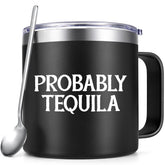 Qtencas taza aislada tequila, frente negro, ideal para bebidas calientes.