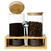 Jarras QUALLON de café 1400 ml en vidrio, almacenamiento seguro de granos.