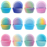 Qumenan cupcake liners Gradiente Rosa-Azul para postres coloridos en fiestas.