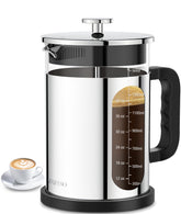 QUQIYSO Prensa Francesa 51oz, vidrio borosilicato, observe la crema al verter el café.