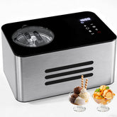 QUWRI máquina de helados con compresor exhibe la cuba de 2,0 L para postres caseros cremosos.