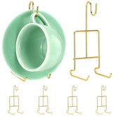 QWORK: soporte dorado para tazas, exhibición elegante de vajilla