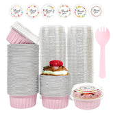 QZV cápsulas de aluminio para cupcakes con tapas, horneado seguro y transporte cómodo.