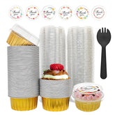 Moldes de aluminio QZV 5oz con tapa para hornear cupcakes y postres