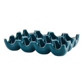 Bandeja Rachael Ray para 12 huevos en azul teal, almacenamiento práctico.