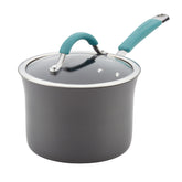Rachael Ray Cucina cazo antiadherente con tapa de vidrio facilita desmoldeo y limpieza.