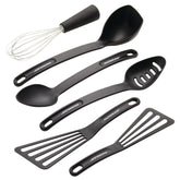 Set de utensilios Rachael Ray en negro, ideal para cocinar en cualquier cocina.