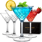 Copas Martini RACOBOT con diseño diamante, ideal para cenas elegantes y brindis.