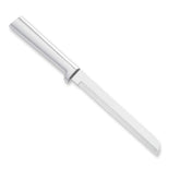 RADA cuchillo pan de 6 pulgadas con mango plateado listo para cortes precisos.