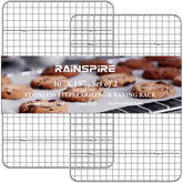 Rejilla Rainspire de enfriamiento 10x15: dos piezas duraderas para enfriar pasteles y galletas de forma uniforme.
