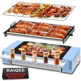 RAIQEE máquina 3 en 1 para hot dogs en azul, ideal para meriendas caseras.