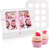 Caja de cupcakes Rarapop con ventana exhibe y mantiene frescos.